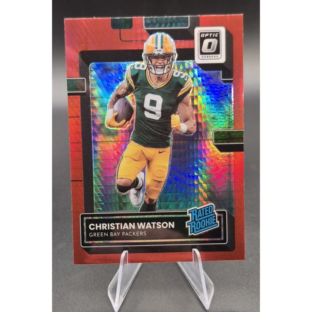 2022 Donruss Optic Christian Watson #219 Rated Rookie Red Hyper (RC) GB Packers